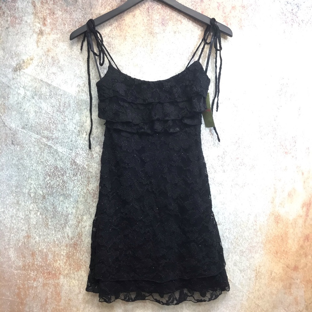 Babydoll Cami Dress Black Goth Lace Stretch S & M - Picture 2 of 5
